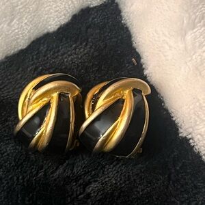 Givenchy Black and Gold Swirl Clip-On Earrings